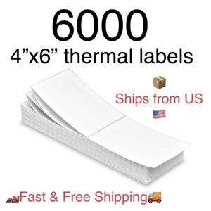 6000 4x6 Fanfold Direct Thermal Shipping Labels Perforated Label